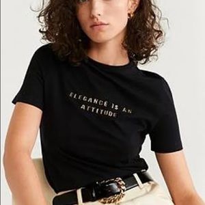 Mango Message cotton T-shirt with 3d gold letters.